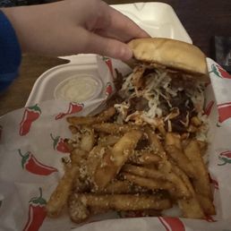 Pulled pork and Parmesan fries