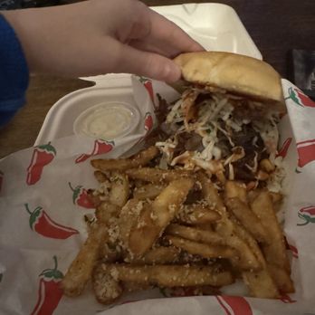 Wapiti Colorado Pub - Pulled pork and Parmesan fries - American Near Me - Estes Park, Colorado Wapiti Colorado Pub - Pulled pork and Parmesan fries - American Near Me - Estes Park, Colorado