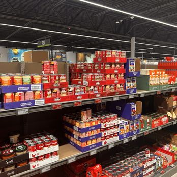 ALDI - a grocery store aisle filled with canned food - Grocery Near Me - San Jacinto, California