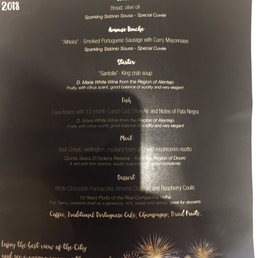 2017 New Year's Eve menu 2017 New Year's Eve menu
