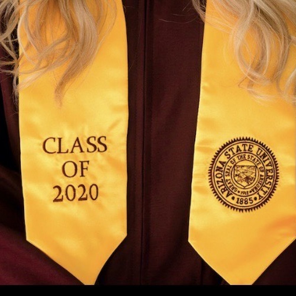 My stole came with my school logo, and I needed the "Class of 2020" embroidered for my pictures the next day! My stole came with my school logo, and I needed the "Class of 2020" embroidered for my pictures the next day!