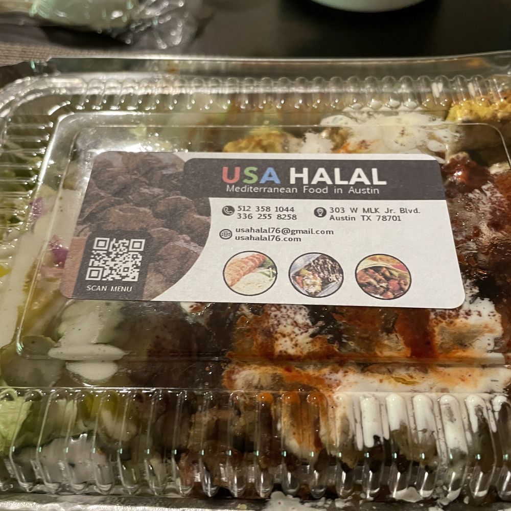 USA Halal - a container of meat and vegetables - Mediterranean Near Me - Austin, Texas USA Halal - a container of meat and vegetables - Mediterranean Near Me - Austin, Texas