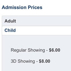 SGT Smith Theater - Adult ticket prices