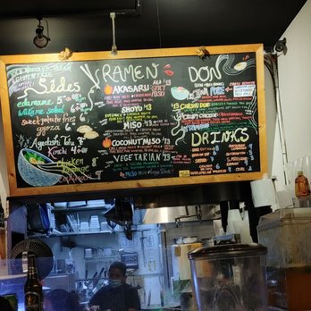 Akasaru Ramen - a menu on a blackboard - Ramen Near Me - Portland, Oregon