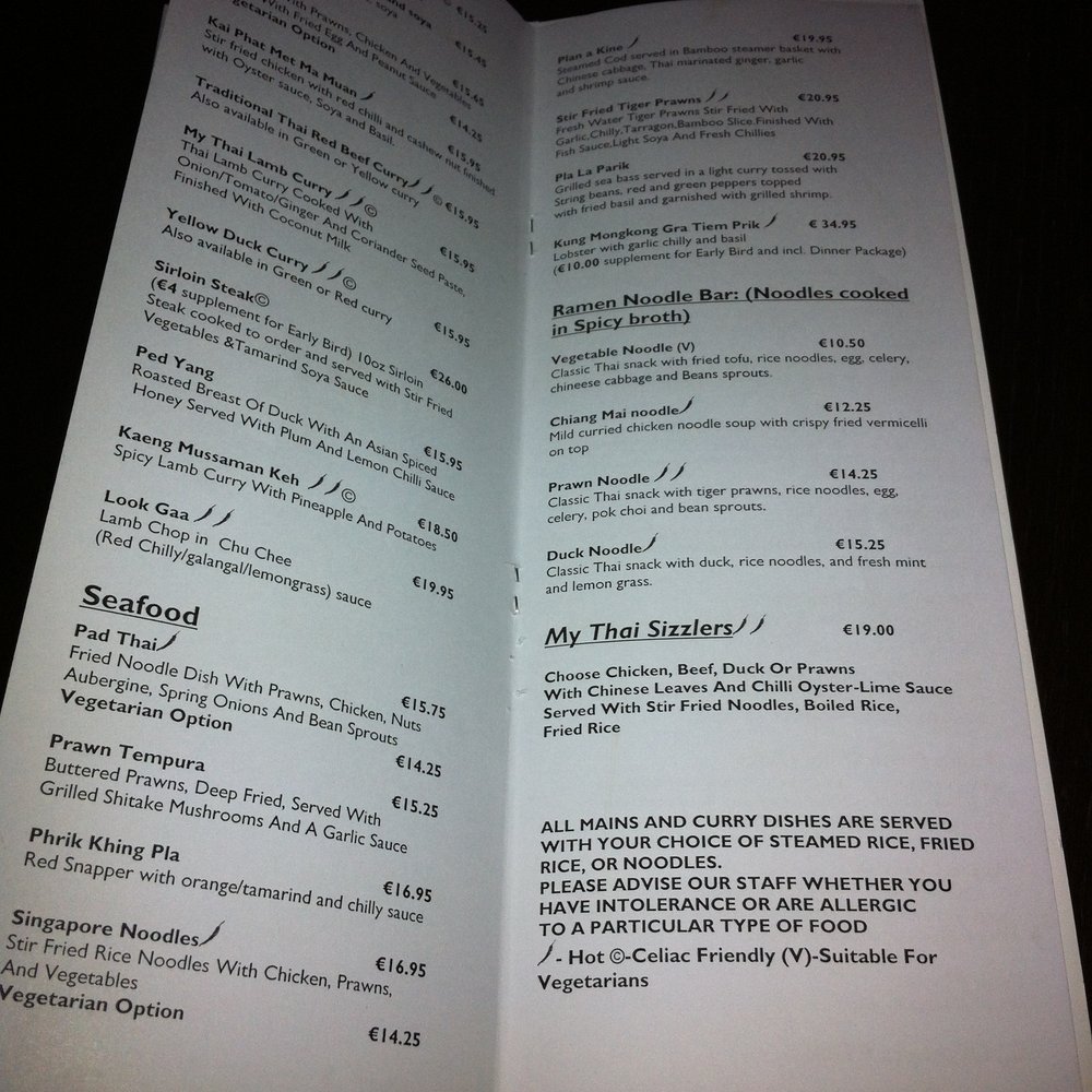 My Thai - Menu - Part 2 - Thai Near Me - Sandyford, D