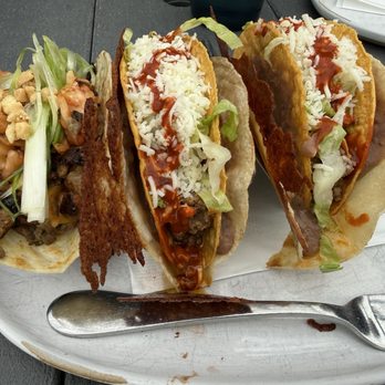 Madre - Boutique Taqueria - On the left Korean short rib, the two on the right the OG Crispy's - Tacos Near Me - Boise, Idaho