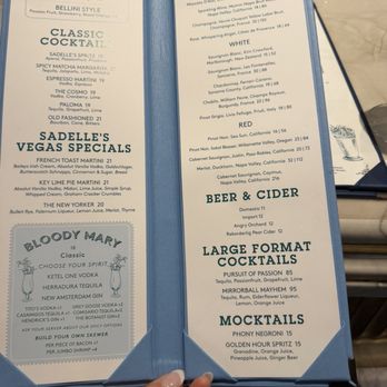 Sadelle's - Cocktail menu for brunch - Breakfast & Brunch Near Me - Las Vegas, Nevada