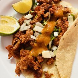 Mariscos Frescos Al Estillo Mazatlan - Chorizo taco made with homemade tortillas (they are bigger than your usual taco truck taco)