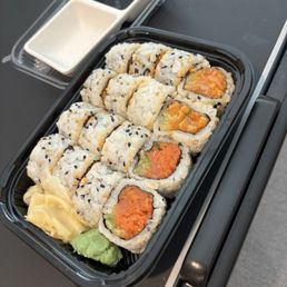 Lunch sushi combo - spicy tuna roll and spicy salmon roll