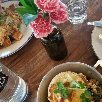 Sla Thai Restaurant - Pad Thai and a spicy chicken dish from the brunch menu - Thai Near Me - Montclair, New Jersey