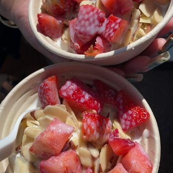 Ono Yo - Tart with sliced almonds and fresh strawberries - Ice Cream & Frozen Yogurt Near Me - Kahuku, Hawaii Ono Yo - Tart with sliced almonds and fresh strawberries - Ice Cream & Frozen Yogurt Near Me - Kahuku, Hawaii
