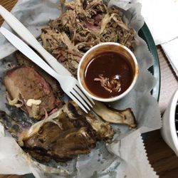 Dannys BBQ - Three meat sampler. Lots of meat!