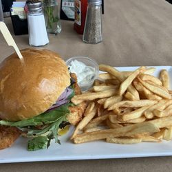 Fried flounder sandwich