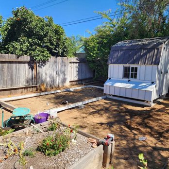 Cottage Construction - This is where the run had to go: on the frame attached to the new chicken coop. - General Contractors Near Me - Costa Mesa, California