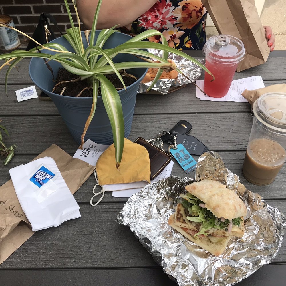 VEG-N - food on patio - Vegan Near Me - Okemos, Michigan VEG-N - food on patio - Vegan Near Me - Okemos, Michigan