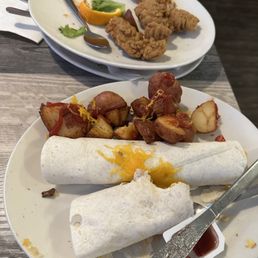 The burrito had some kind of funky taste, my daughter was crying about it, then I tasted and was like ewww, do not eat... The burrito had some kind of funky taste, my daughter was crying about it, then I tasted and was like ewww, do not eat...