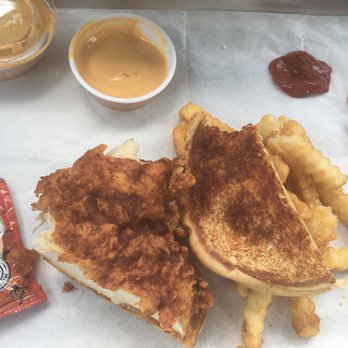 Scoville Hot Chicken - Mediocre Hot Chicken Sandwich with a lot of breading and Soggy Fries - Burgers Near Me - Atlanta, Georgia