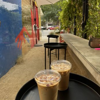 Lumen Coffee - Rose latte and caramel latte - Coffee & Tea Near Me - Highland Park, California
