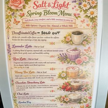 Salt Light Coffee and Provisions - Menu - Coffee & Tea Near Me - San Dimas, California