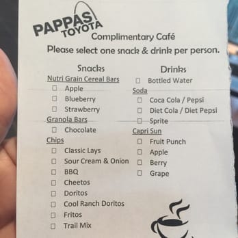 Pappas Toyota - Free snacks - Car Dealers Near Me - St Peters, Missouri Pappas Toyota - Free snacks - Car Dealers Near Me - St Peters, Missouri