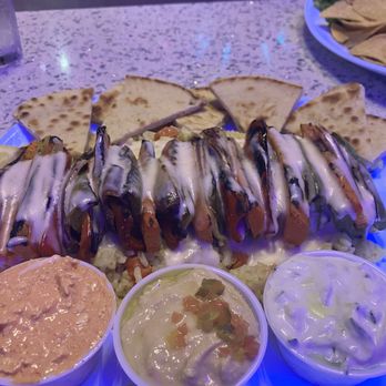 Stratos DELuX - Vegetable Souvlaki with pita bread and hummus - Greek Near Me - Dallas, Texas