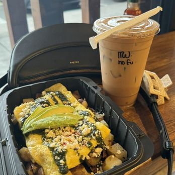 Toasted - pesto eggs; into the woods latte - Coffee & Tea Near Me - Riverside, California