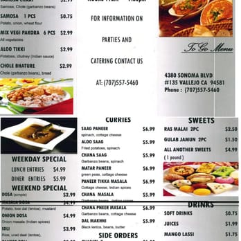 VEC Indian Cuisine - Menu - Indian Near Me - Vallejo, California