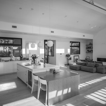 JR Builders - a black and white photo of a kitchen and living room - General Contractors Near Me - Los Angeles, California JR Builders - a black and white photo of a kitchen and living room - General Contractors Near Me - Los Angeles, California