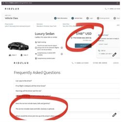 Ridelux - Conflicting tip information from ad to FAQ-