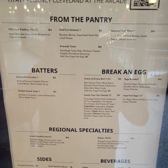 1890 at the Arcade - Breakfast Menu. - American Near Me - Cleveland, Ohio