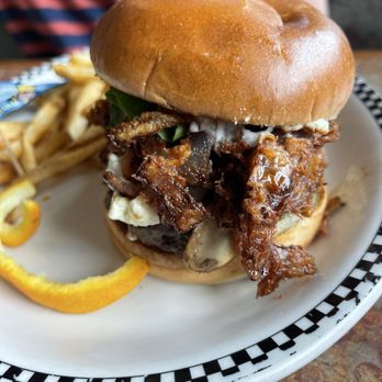 Black Bear Diner Puyallup - Fried onion, bleu cheese burger with mushrooms.... - Diners Near Me - Puyallup, Washington Black Bear Diner Puyallup - Fried onion, bleu cheese burger with mushrooms.... - Diners Near Me - Puyallup, Washington