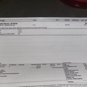 Tire Discounters - where I paid to have the nail taken out of the rear driver tire - Tires Near Me - Cincinnati, Ohio
