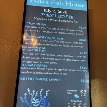 Ada’s Fish House - Seafood Near Me - Pismo Beach, California