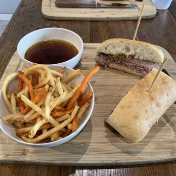 The Carving Board - French Dip (minus cheese) + House Fries and a side of au jus - Sandwiches Near Me - Burbank, California The Carving Board - French Dip (minus cheese) + House Fries and a side of au jus - Sandwiches Near Me - Burbank, California