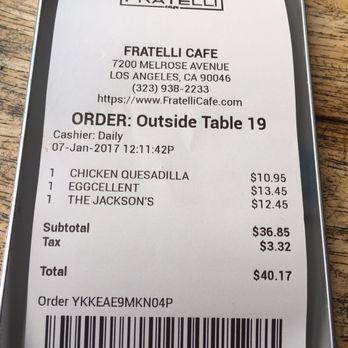 Fratelli Cafe - Bill - Coffee & Tea Near Me - Los Angeles, California Fratelli Cafe - Bill - Coffee & Tea Near Me - Los Angeles, California