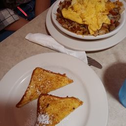 Meat lovers skillet with french toast Meat lovers skillet with french toast