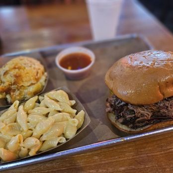 Stiles Switch BBQ & Brew - Chopped beef sandwich - Barbeque Near Me - Austin, Texas Stiles Switch BBQ & Brew - Chopped beef sandwich - Barbeque Near Me - Austin, Texas