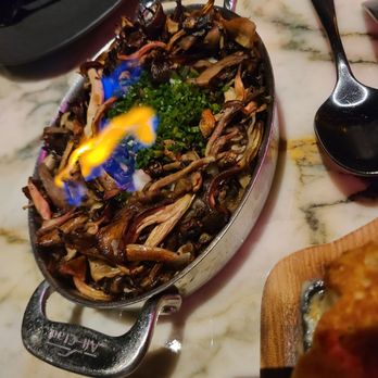 Giselle Miami - Fire roasted mushrooms with pomme purée - Mediterranean Near Me - Miami, Florida Giselle Miami - Fire roasted mushrooms with pomme purée - Mediterranean Near Me - Miami, Florida