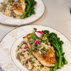 Salt & Fire Catering - Bay Area private chef serving sea bass & creamy risotto. Luxury seafood catering for Oakland, San Francisco and Northern California.