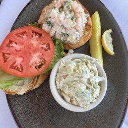 Shrimp salad on croissant
