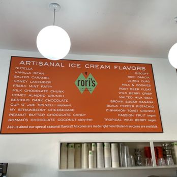 Rori's Artisanal Creamery - Menu - Ice Cream & Frozen Yogurt Near Me - Carpinteria, California