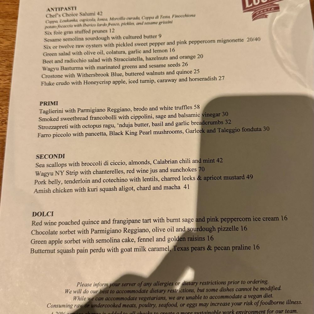 Lucia - Menu - Italian Near Me - Dallas, Texas Lucia - Menu - Italian Near Me - Dallas, Texas