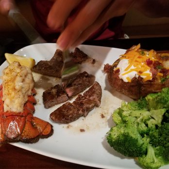 LongHorn Steakhouse - Flo's Filet with lobster tail, loaded potato & broccoli - Steakhouses Near Me - Douglasville, Georgia LongHorn Steakhouse - Flo's Filet with lobster tail, loaded potato & broccoli - Steakhouses Near Me - Douglasville, Georgia