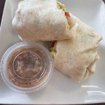 Sweet Beans Coffee Bar - Veggie egg and cheese burrito with salsa - Coffee & Tea Near Me - Hampton, Virginia