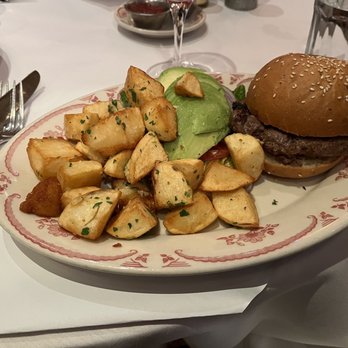 Rose's Cafe - Rose's Painted His Ranch Beef Burger, Red Onion, Lettuce, Tomatoes & Fried Potatoes - Italian Near Me - San Francisco, California Rose's Cafe - Rose's Painted His Ranch Beef Burger, Red Onion, Lettuce, Tomatoes & Fried Potatoes - Italian Near Me - San Francisco, California