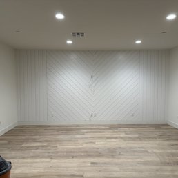 Finished shiplap wall. Finished shiplap wall.