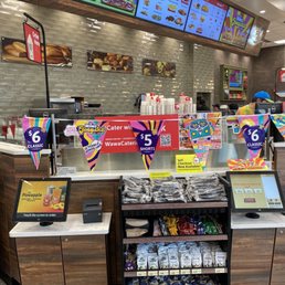 the counter at a fast food restaurant