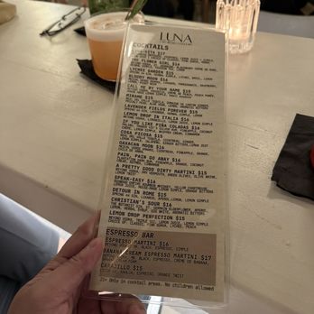Luna Bistro Cafe - Drink menu - New American Near Me - Long Beach, California