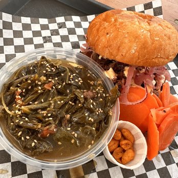 Distant Relatives - Collard greens, brisket sandwich - Barbeque Near Me - Austin, Texas