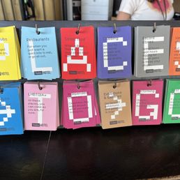 LOVE this. QR codes on the back of each card for specific destinations. Restaurants, shopping, parks, etc. Brilliant!